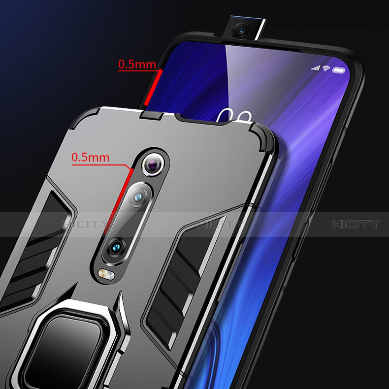 Silikon Hülle Handyhülle und Kunststoff Schutzhülle Tasche mit Magnetisch Fingerring Ständer R01 für Xiaomi Mi 9T