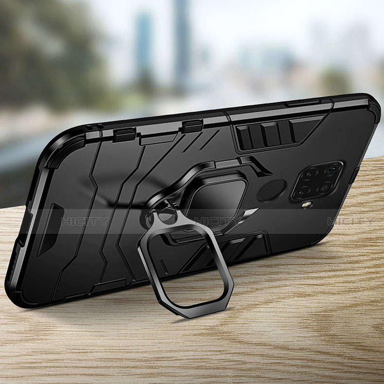 Silikon Hülle Handyhülle und Kunststoff Schutzhülle Tasche mit Magnetisch Fingerring Ständer R01 für Xiaomi Redmi Note 9 groß