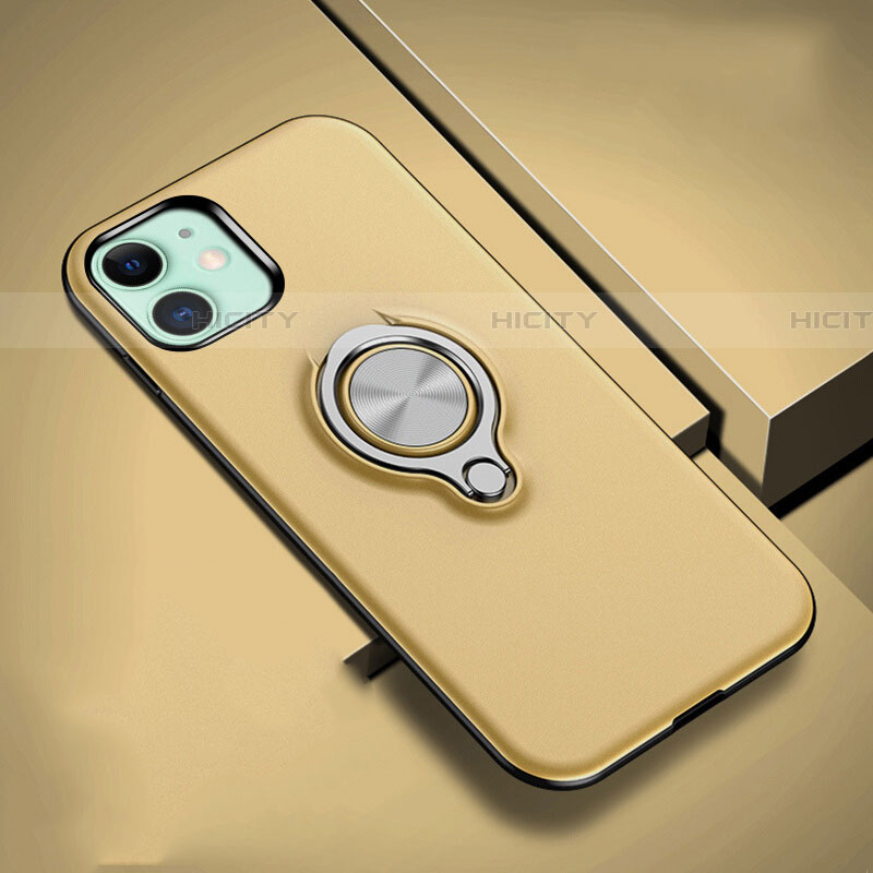 Silikon Hülle Handyhülle und Kunststoff Schutzhülle Tasche mit Magnetisch Fingerring Ständer R02 für Apple iPhone 11 Gold Plus