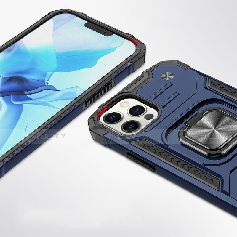 Silikon Hülle Handyhülle und Kunststoff Schutzhülle Tasche mit Magnetisch Fingerring Ständer R02 für Apple iPhone 12 Pro