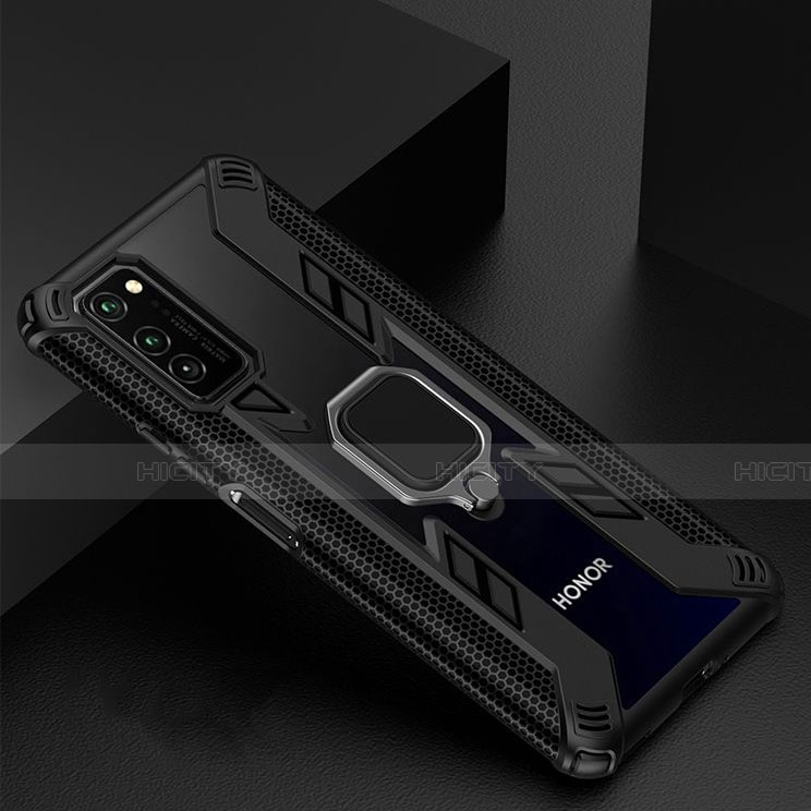 Silikon Hülle Handyhülle und Kunststoff Schutzhülle Tasche mit Magnetisch Fingerring Ständer R02 für Huawei Honor V30 5G groß