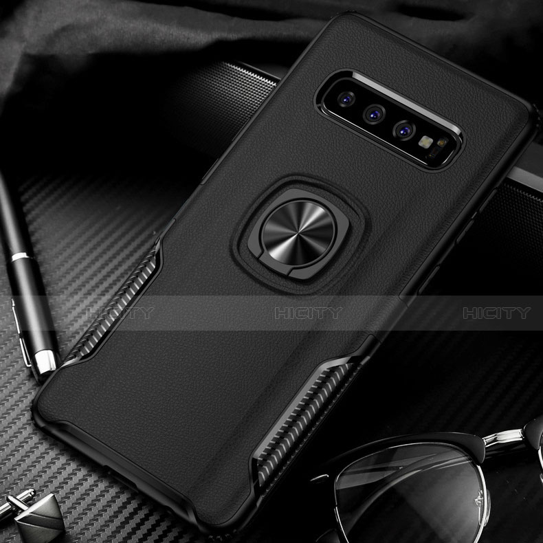 Silikon Hülle Handyhülle und Kunststoff Schutzhülle Tasche mit Magnetisch Fingerring Ständer R02 für Samsung Galaxy S10 groß