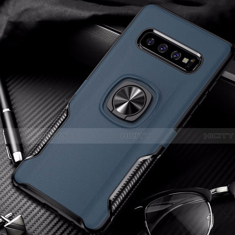 Silikon Hülle Handyhülle und Kunststoff Schutzhülle Tasche mit Magnetisch Fingerring Ständer R02 für Samsung Galaxy S10 Plus groß
