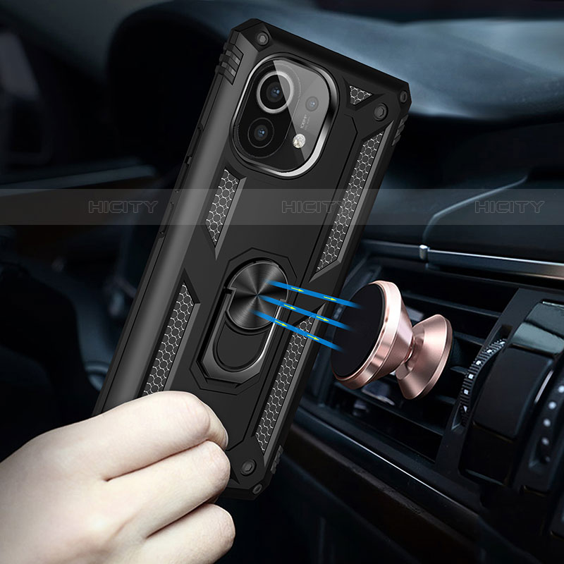 Silikon Hülle Handyhülle und Kunststoff Schutzhülle Tasche mit Magnetisch Fingerring Ständer R02 für Xiaomi Mi 11 5G