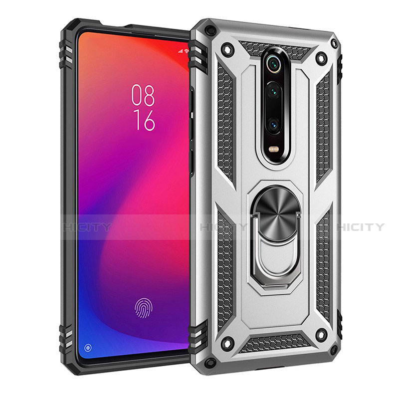 Silikon Hülle Handyhülle und Kunststoff Schutzhülle Tasche mit Magnetisch Fingerring Ständer R02 für Xiaomi Mi 9T groß