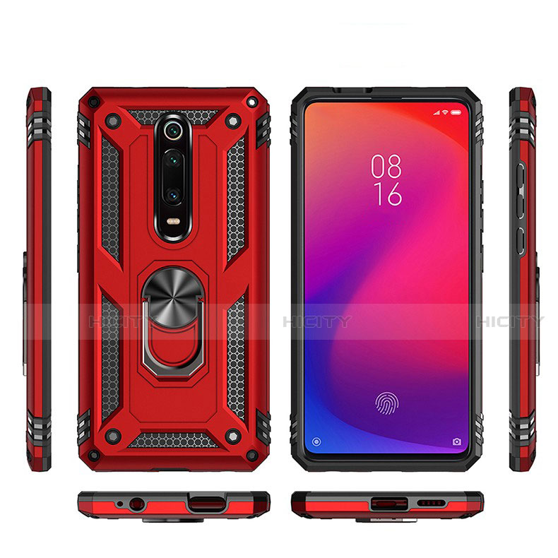 Silikon Hülle Handyhülle und Kunststoff Schutzhülle Tasche mit Magnetisch Fingerring Ständer R02 für Xiaomi Mi 9T groß