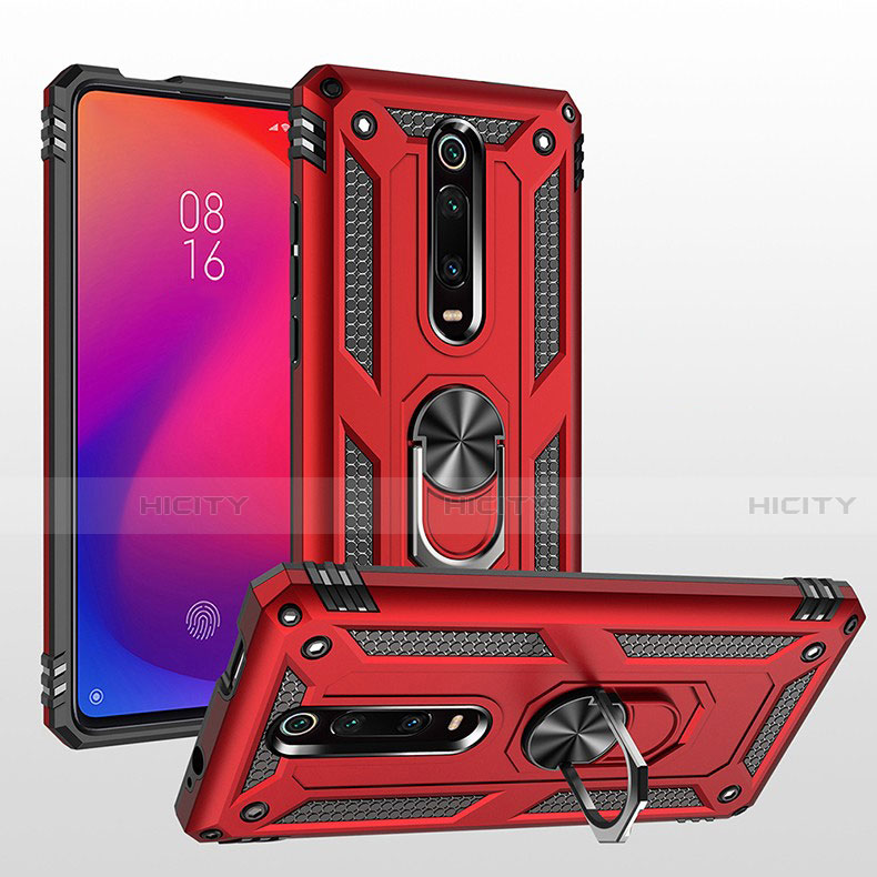 Silikon Hülle Handyhülle und Kunststoff Schutzhülle Tasche mit Magnetisch Fingerring Ständer R02 für Xiaomi Mi 9T groß