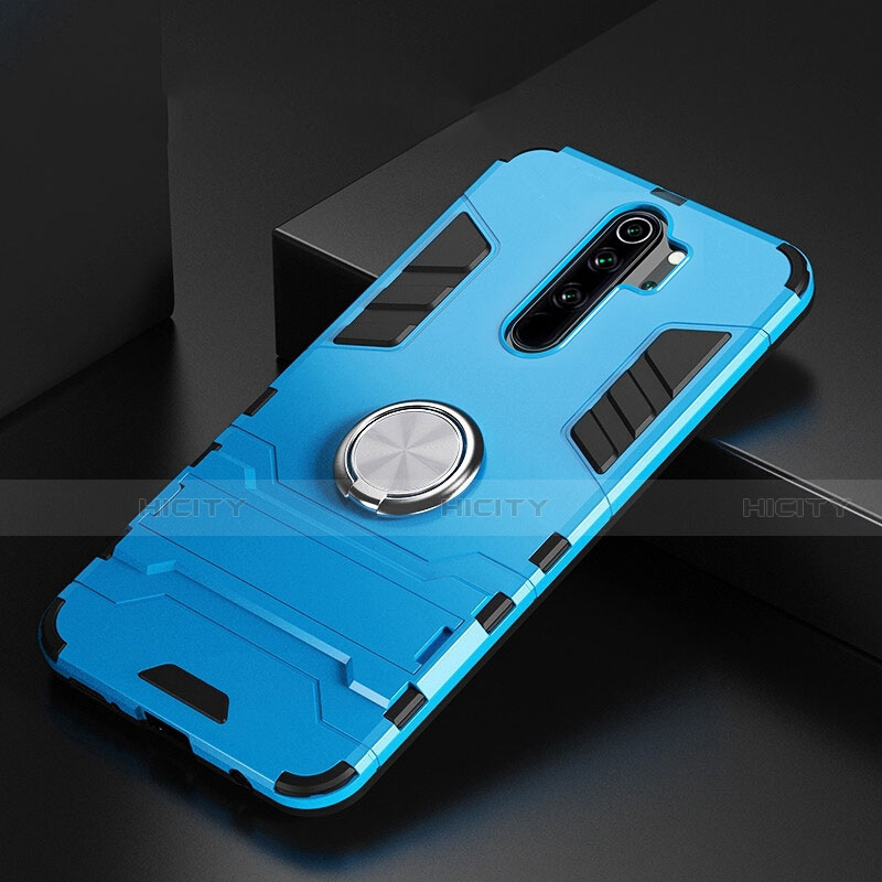 Silikon Hülle Handyhülle und Kunststoff Schutzhülle Tasche mit Magnetisch Fingerring Ständer R02 für Xiaomi Redmi Note 8 Pro groß