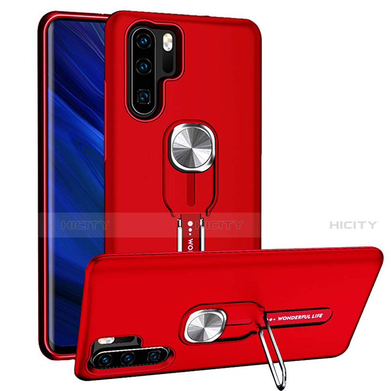 Silikon Hülle Handyhülle und Kunststoff Schutzhülle Tasche mit Magnetisch Fingerring Ständer R03 für Huawei P30 Pro New Edition Rot