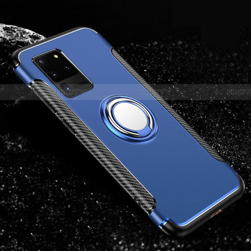 Silikon Hülle Handyhülle und Kunststoff Schutzhülle Tasche mit Magnetisch Fingerring Ständer R03 für Samsung Galaxy S20 Ultra 5G