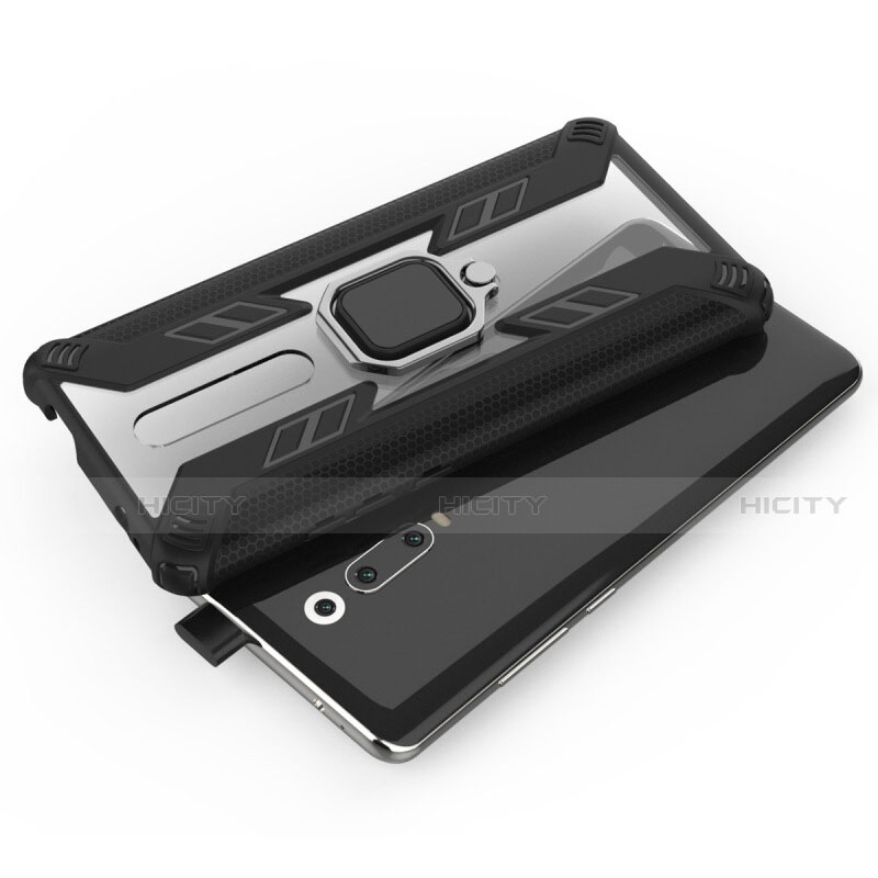 Silikon Hülle Handyhülle und Kunststoff Schutzhülle Tasche mit Magnetisch Fingerring Ständer R03 für Xiaomi Mi 9T groß