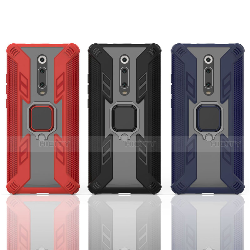 Silikon Hülle Handyhülle und Kunststoff Schutzhülle Tasche mit Magnetisch Fingerring Ständer R03 für Xiaomi Mi 9T groß