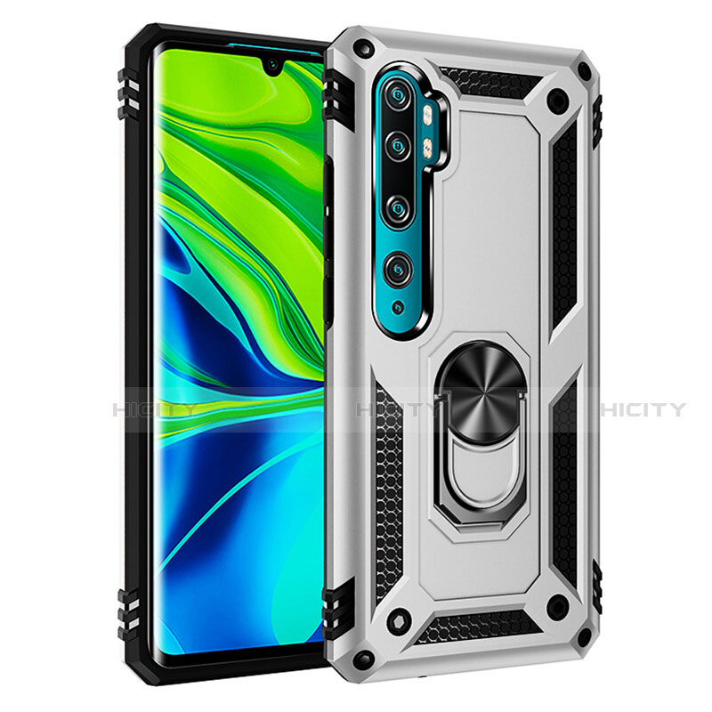 Silikon Hülle Handyhülle und Kunststoff Schutzhülle Tasche mit Magnetisch Fingerring Ständer R03 für Xiaomi Mi Note 10 groß