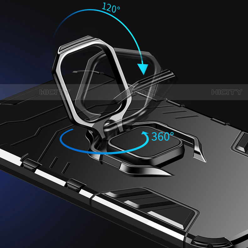 Silikon Hülle Handyhülle und Kunststoff Schutzhülle Tasche mit Magnetisch Fingerring Ständer R03 für Xiaomi Redmi 9AT groß