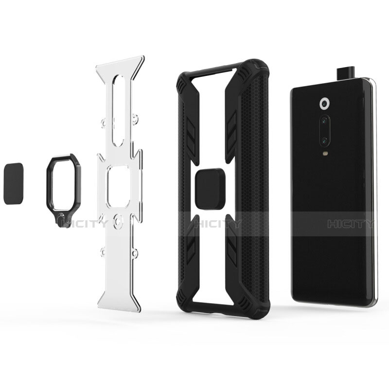 Silikon Hülle Handyhülle und Kunststoff Schutzhülle Tasche mit Magnetisch Fingerring Ständer R03 für Xiaomi Redmi K20 Pro groß