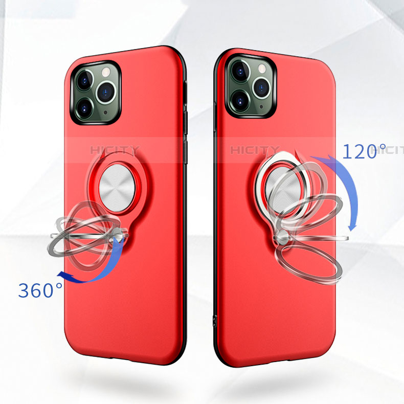 Silikon Hülle Handyhülle und Kunststoff Schutzhülle Tasche mit Magnetisch Fingerring Ständer R04 für Apple iPhone 11 Pro Max groß