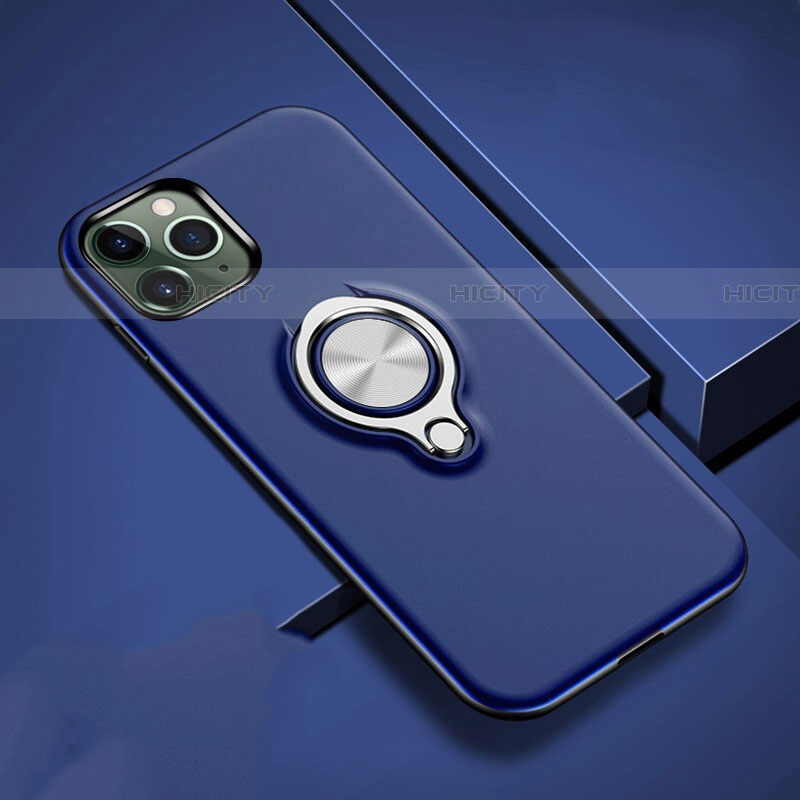 Silikon Hülle Handyhülle und Kunststoff Schutzhülle Tasche mit Magnetisch Fingerring Ständer R04 für Apple iPhone 11 Pro Max Blau Plus