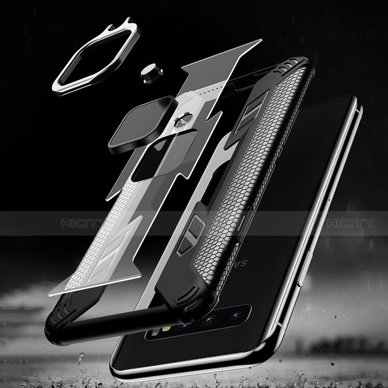Silikon Hülle Handyhülle und Kunststoff Schutzhülle Tasche mit Magnetisch Fingerring Ständer R04 für Samsung Galaxy S10 5G groß