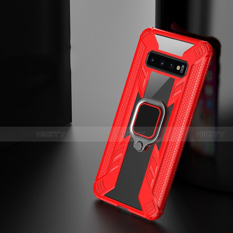 Silikon Hülle Handyhülle und Kunststoff Schutzhülle Tasche mit Magnetisch Fingerring Ständer R04 für Samsung Galaxy S10 Plus