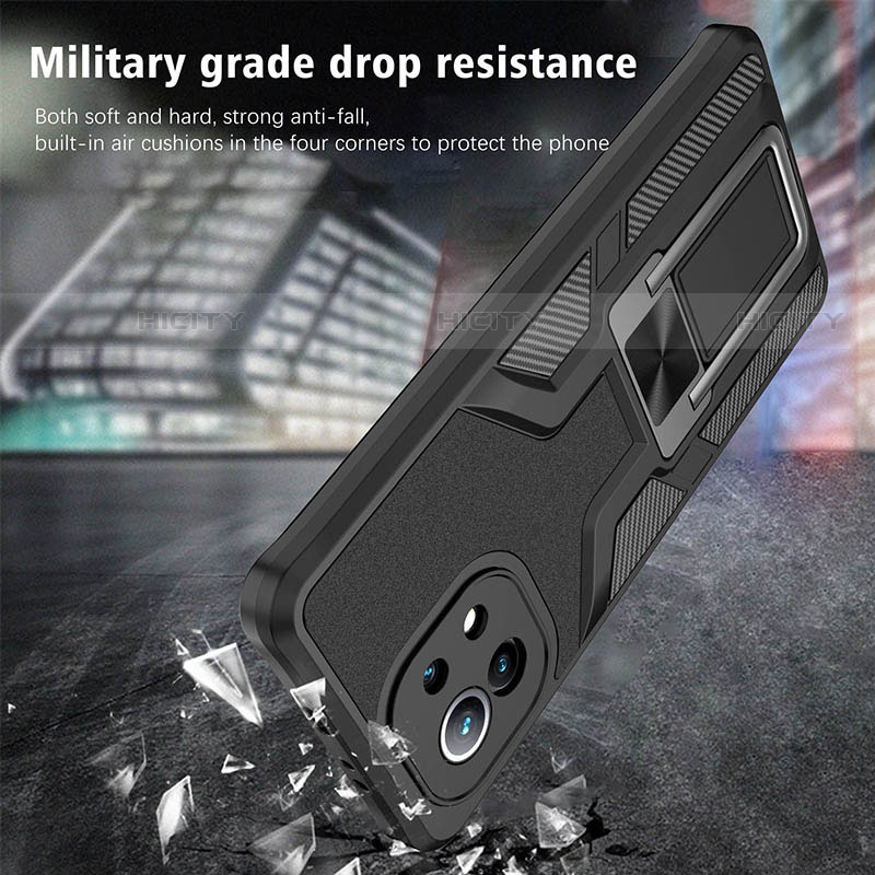 Silikon Hülle Handyhülle und Kunststoff Schutzhülle Tasche mit Magnetisch Fingerring Ständer R04 für Xiaomi Mi 11 5G