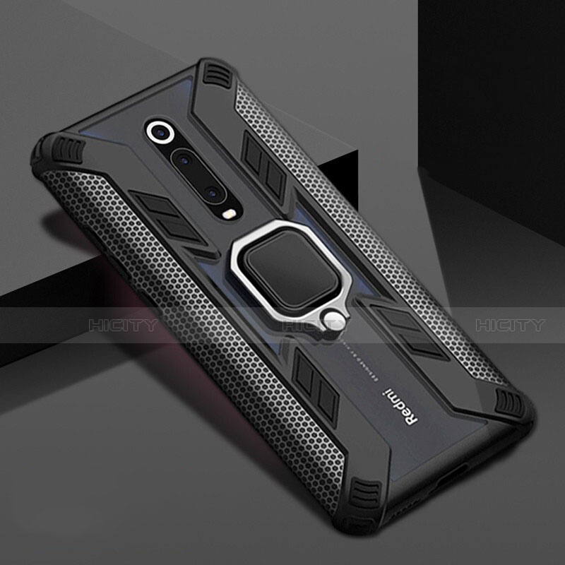 Silikon Hülle Handyhülle und Kunststoff Schutzhülle Tasche mit Magnetisch Fingerring Ständer R05 für Xiaomi Mi 9T