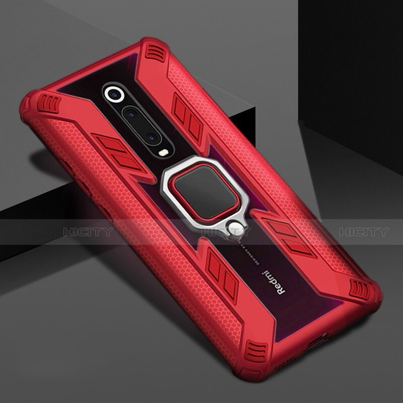 Silikon Hülle Handyhülle und Kunststoff Schutzhülle Tasche mit Magnetisch Fingerring Ständer R05 für Xiaomi Mi 9T groß