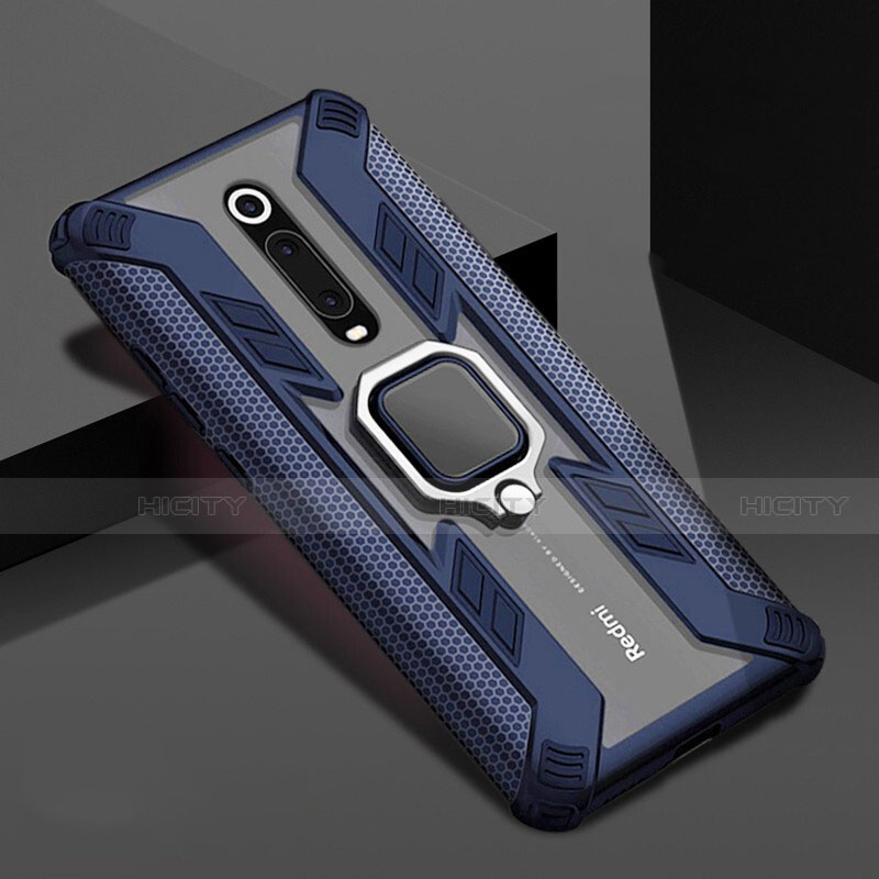 Silikon Hülle Handyhülle und Kunststoff Schutzhülle Tasche mit Magnetisch Fingerring Ständer R05 für Xiaomi Mi 9T
