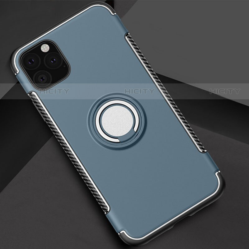 Silikon Hülle Handyhülle und Kunststoff Schutzhülle Tasche mit Magnetisch Fingerring Ständer S01 für Apple iPhone 11 Pro Max groß