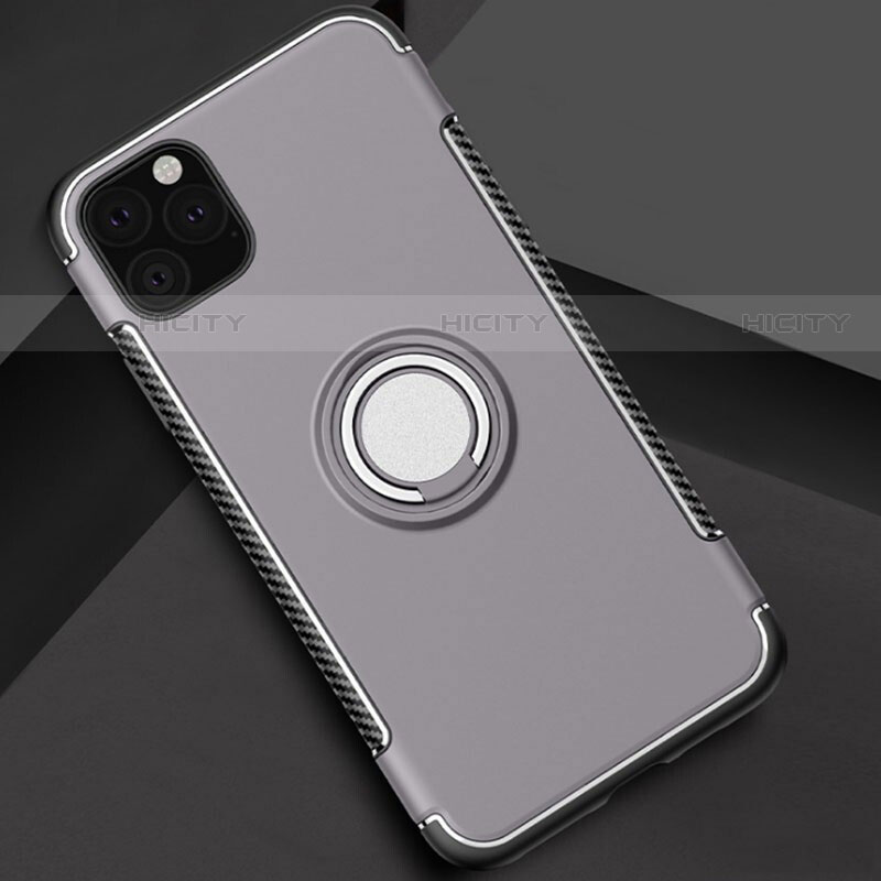 Silikon Hülle Handyhülle und Kunststoff Schutzhülle Tasche mit Magnetisch Fingerring Ständer S01 für Apple iPhone 11 Pro Max groß