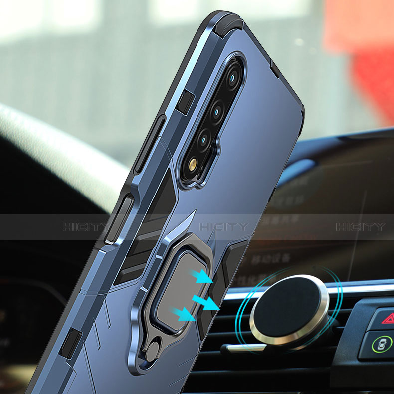 Silikon Hülle Handyhülle und Kunststoff Schutzhülle Tasche mit Magnetisch Fingerring Ständer S01 für Huawei Nova 6 5G groß