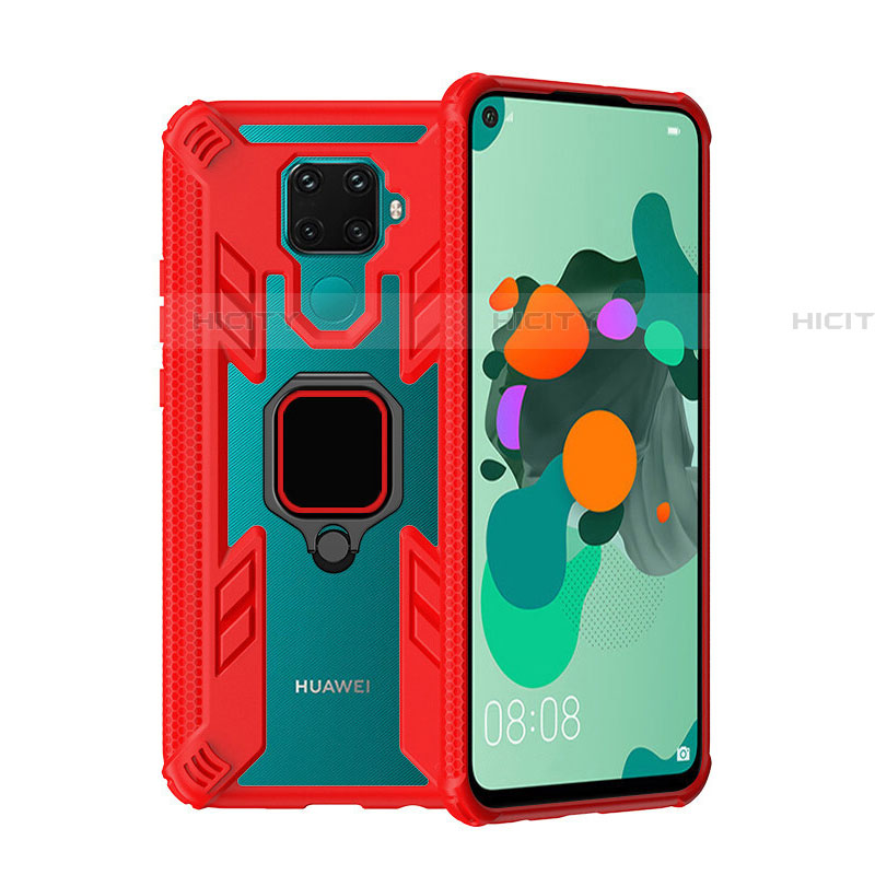 Silikon Hülle Handyhülle und Kunststoff Schutzhülle Tasche mit Magnetisch Fingerring Ständer S03 für Huawei Mate 30 Lite