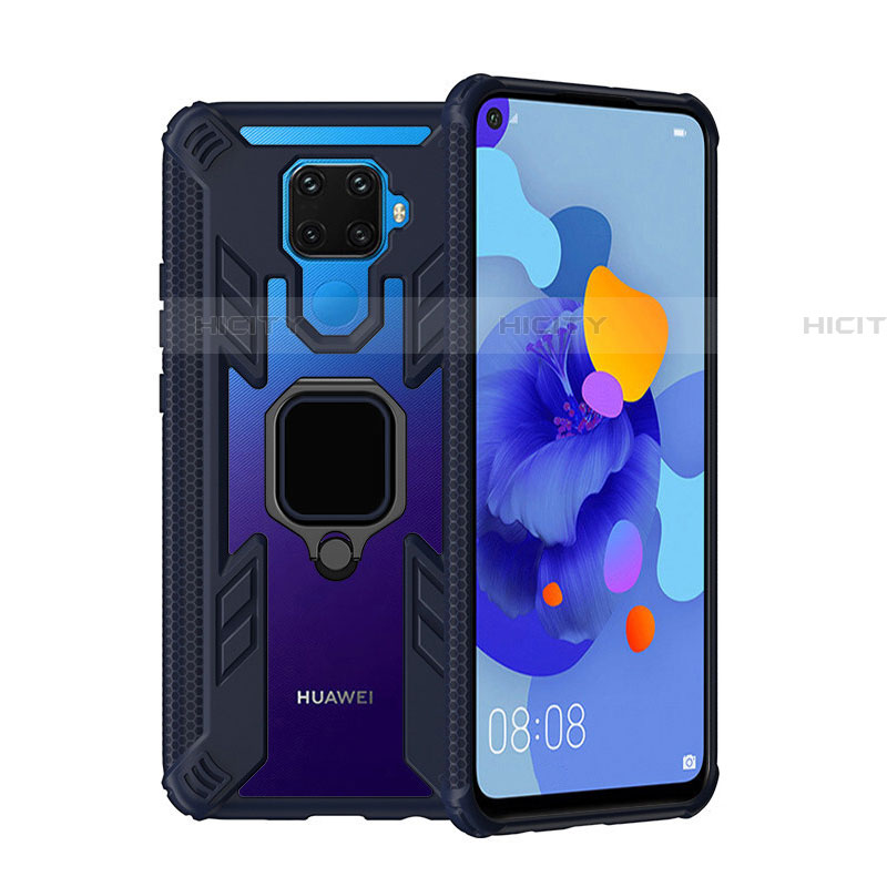 Silikon Hülle Handyhülle und Kunststoff Schutzhülle Tasche mit Magnetisch Fingerring Ständer S03 für Huawei Mate 30 Lite