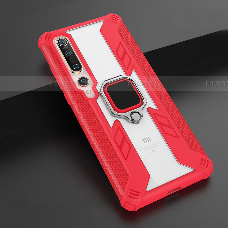 Silikon Hülle Handyhülle und Kunststoff Schutzhülle Tasche mit Magnetisch Fingerring Ständer S03 für Xiaomi Mi 10 groß