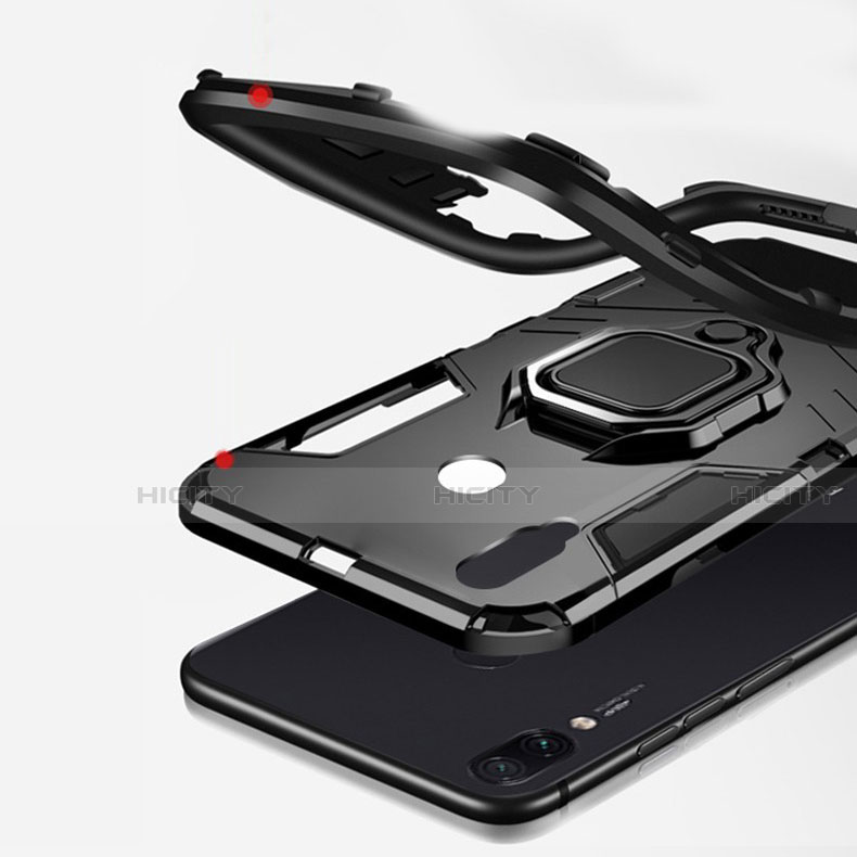 Silikon Hülle Handyhülle und Kunststoff Schutzhülle Tasche mit Magnetisch Fingerring Ständer Z01 für Xiaomi Redmi 7