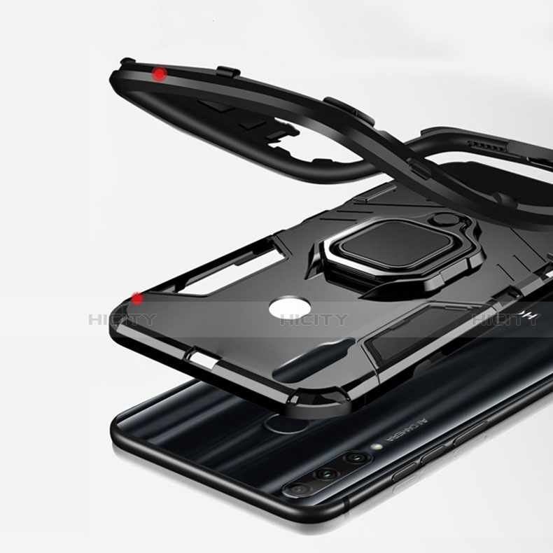 Silikon Hülle Handyhülle und Kunststoff Schutzhülle Tasche mit Magnetisch Ständer für Huawei Enjoy 9s groß