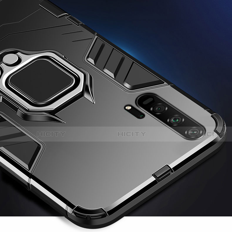Silikon Hülle Handyhülle und Kunststoff Schutzhülle Tasche mit Magnetisch Ständer für Huawei Honor 20 Pro groß