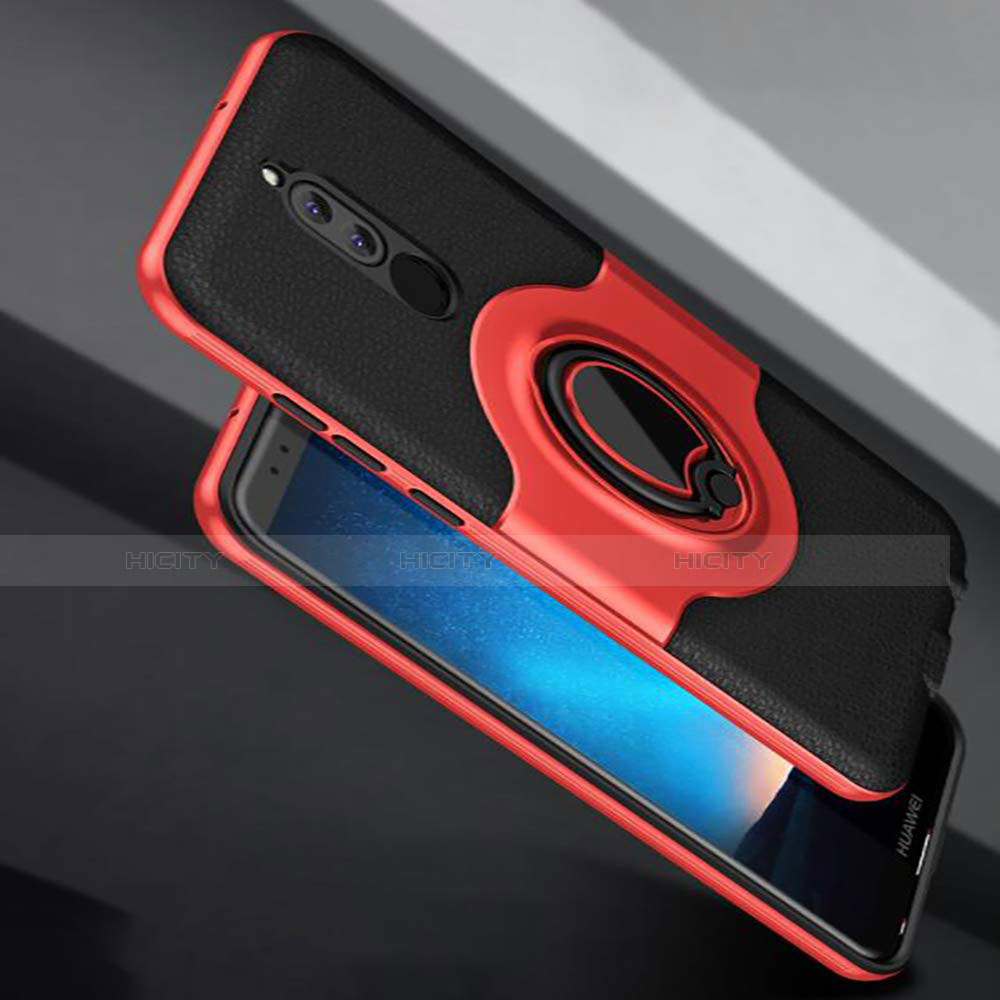 Silikon Hülle Handyhülle und Kunststoff Schutzhülle Tasche mit Magnetisch Ständer für Huawei Mate 10 Lite groß