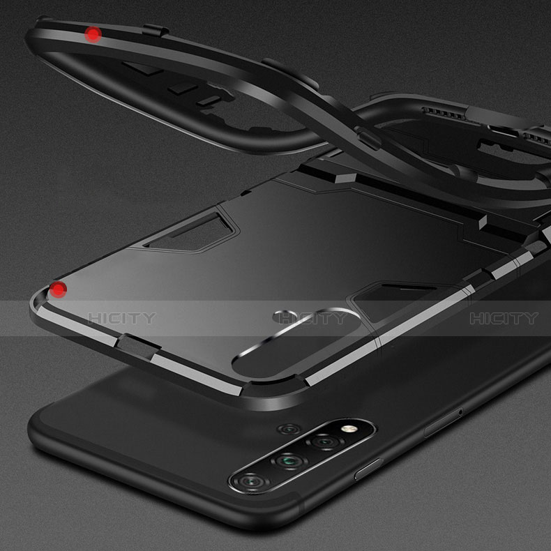 Silikon Hülle Handyhülle und Kunststoff Schutzhülle Tasche mit Magnetisch Ständer für Huawei Nova 5 groß