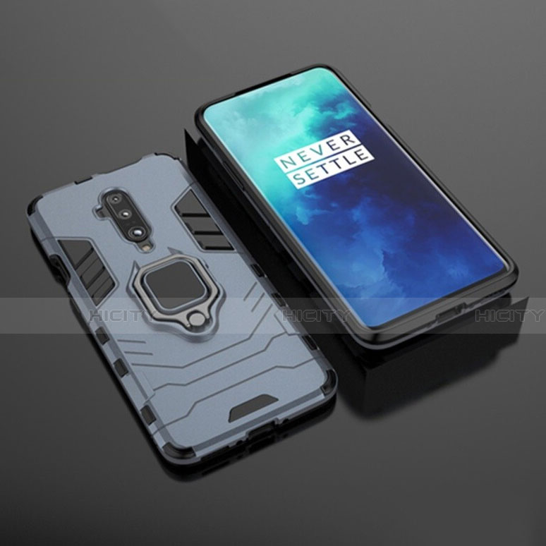 Silikon Hülle Handyhülle und Kunststoff Schutzhülle Tasche mit Magnetisch Ständer für OnePlus 7T Pro 5G groß