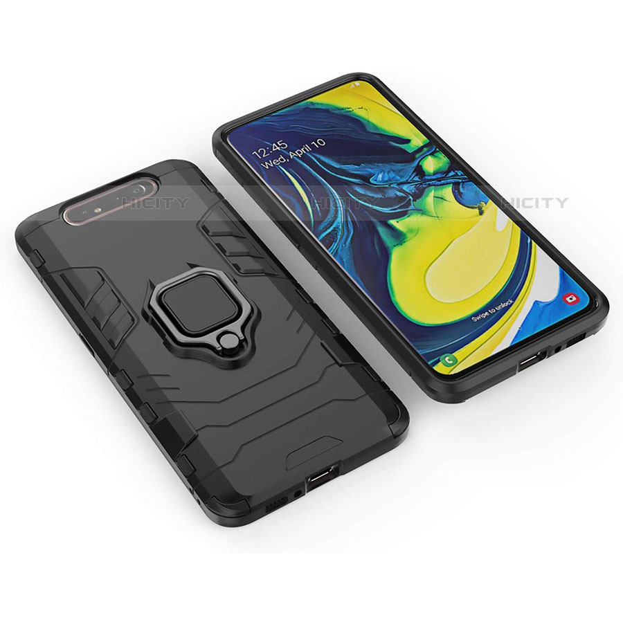 Silikon Hülle Handyhülle und Kunststoff Schutzhülle Tasche mit Magnetisch Ständer für Samsung Galaxy A90 4G