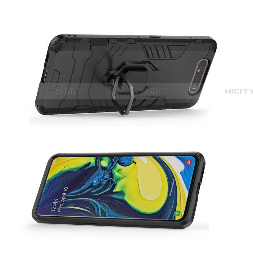 Silikon Hülle Handyhülle und Kunststoff Schutzhülle Tasche mit Magnetisch Ständer für Samsung Galaxy A90 4G