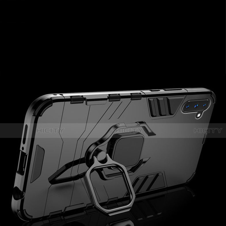Silikon Hülle Handyhülle und Kunststoff Schutzhülle Tasche mit Magnetisch Ständer für Samsung Galaxy Note 10 groß
