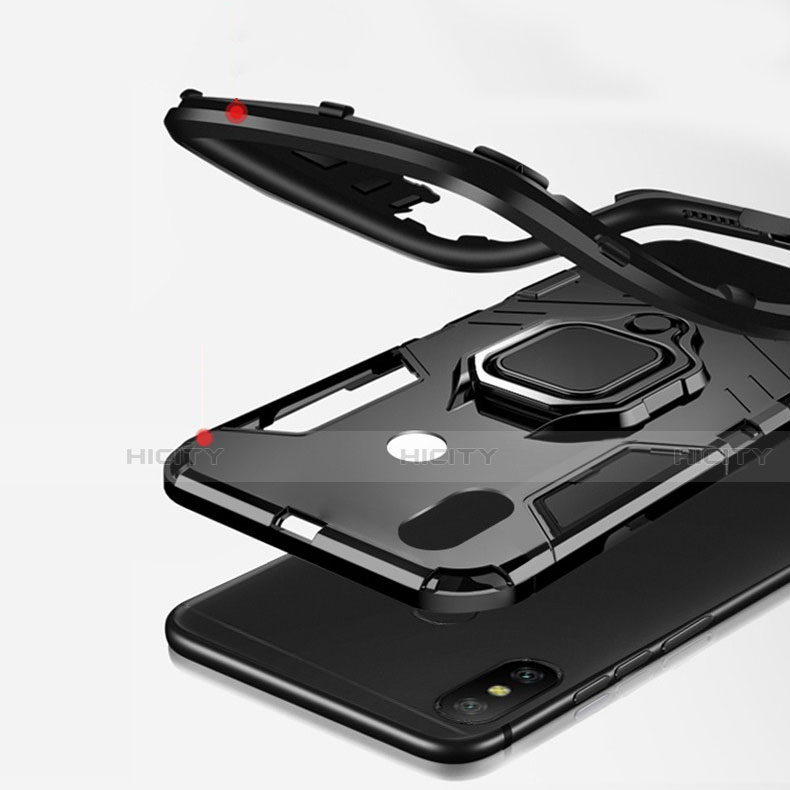 Silikon Hülle Handyhülle und Kunststoff Schutzhülle Tasche mit Magnetisch Ständer für Xiaomi Mi A2 Lite