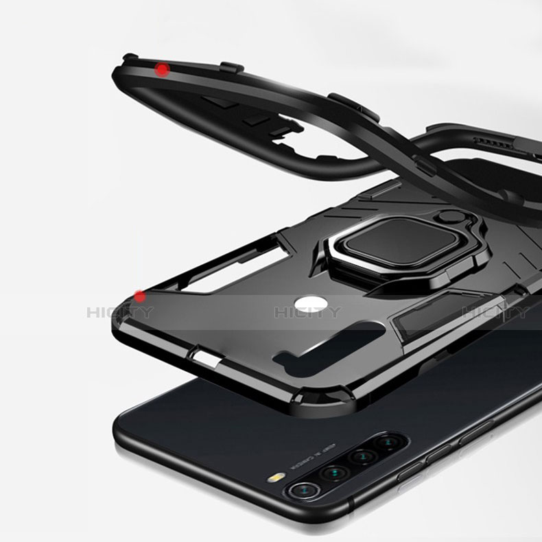 Silikon Hülle Handyhülle und Kunststoff Schutzhülle Tasche mit Magnetisch Ständer für Xiaomi Redmi Note 8 (2021)