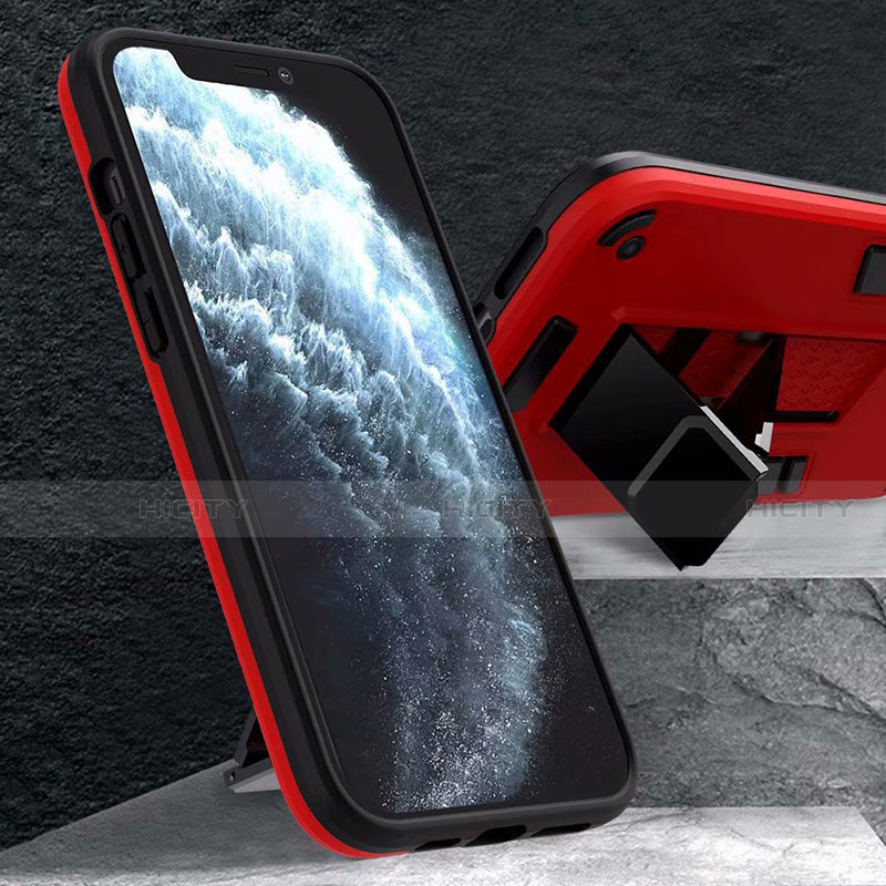 Silikon Hülle Handyhülle und Kunststoff Schutzhülle Tasche mit Magnetisch Ständer H01 für Apple iPhone 12 Mini groß