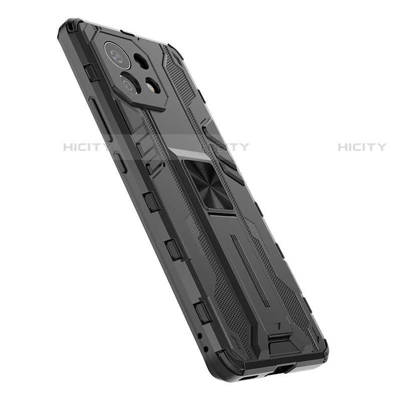 Silikon Hülle Handyhülle und Kunststoff Schutzhülle Tasche mit Magnetisch Ständer H01 für Xiaomi Mi 11 5G