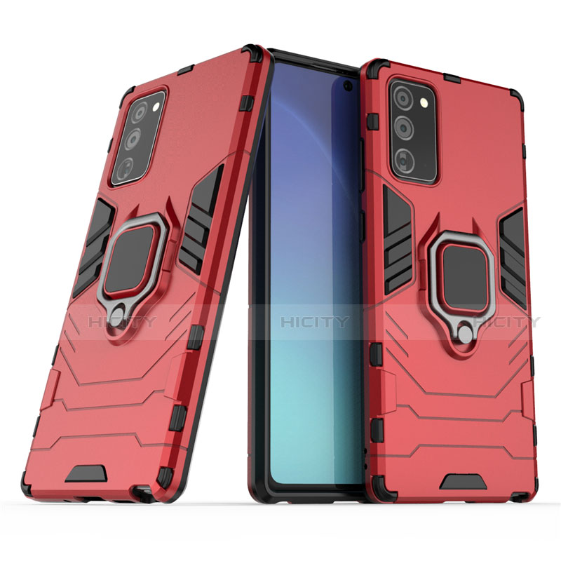 Silikon Hülle Handyhülle und Kunststoff Schutzhülle Tasche mit Magnetisch Ständer N01 für Samsung Galaxy Note 20 5G groß