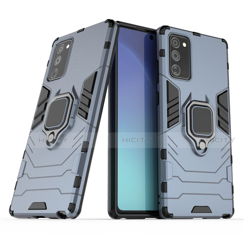 Silikon Hülle Handyhülle und Kunststoff Schutzhülle Tasche mit Magnetisch Ständer N01 für Samsung Galaxy Note 20 5G groß