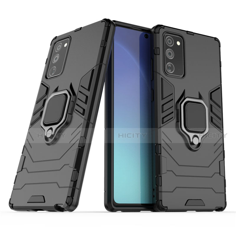 Silikon Hülle Handyhülle und Kunststoff Schutzhülle Tasche mit Magnetisch Ständer N01 für Samsung Galaxy Note 20 5G groß