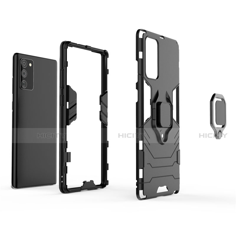 Silikon Hülle Handyhülle und Kunststoff Schutzhülle Tasche mit Magnetisch Ständer N01 für Samsung Galaxy Note 20 5G groß